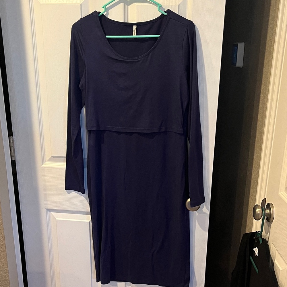 Mother Bee Maternity Navy Blue Women's nursing Dress
